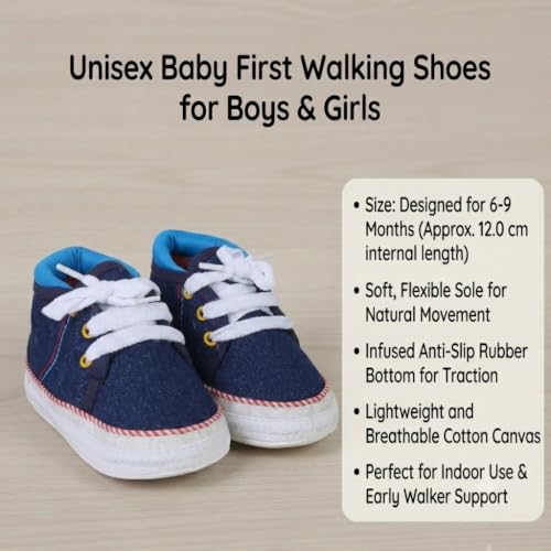 Image of Butterthief Unisex Baby Prewalking Shoes for Newborn Boys & Girls | Soft Sole Infant Bootie with Anti-Slip Bottom | Lightweight Cotton Footwear Early Walker Shoes (6-9 Months, 12 CM)