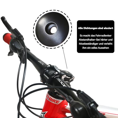 HAFRILY Fahrrad Lenker Spacer Set,Aluminiumlegierung Fahrrad Vorbau Spacer für Rennrad 11/8 Mit Steuersatzkappe Ahead Gabel kralle MTB Steuersatz Abstandshalter 2mm/5mm/10mm (10 Stück)