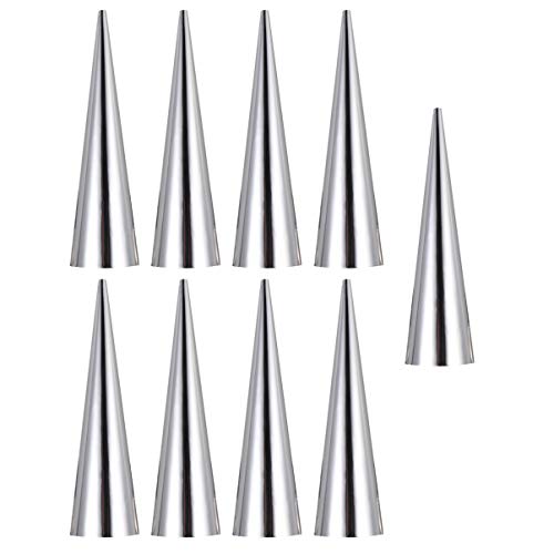GRIRIW 9pcs Stainless Steel Croissant Mould Conical Shaped Baking Tools for Artisan Bread Making and Reusable Baking Supplies