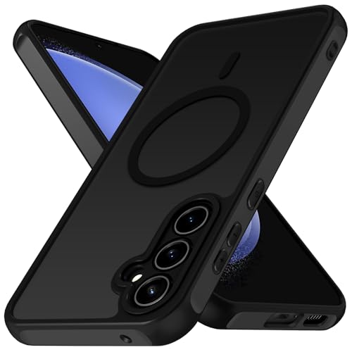 ivoler Matt Schwarz Magnetisch Hülle für Samsung Galaxy S23+ 5G / S23 Plus 5G Kompatibel mit MagSafe [Militärnorm Sturzschutz] Stoßfest Kratzfest Schutzhülle Dünn Flüssig Silikon Handyhülle Case