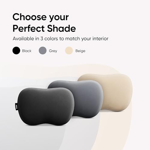 Image of Frido Mini Car Neck Pillow | Compact Ergonomic Memory Foam | Relieves Neck & Shoulder Strain | Ultrasoft Neck Rest Pillow for Comfortable Rides | Breathable Microfiber | Washable Velvet Cover | Beige