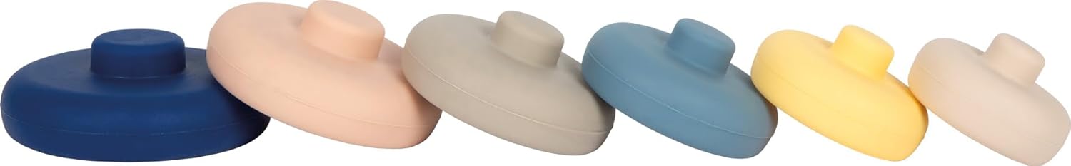 small Foot Silicone Stacking Tower, 6 Pieces, BPA-Free, Educational Toy for Bath and Sandpit, for Toddlers from 1 Year, 12749