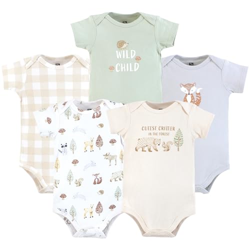 Image of Hudson Baby Unisex Baby Cotton Bodysuits 5-pack