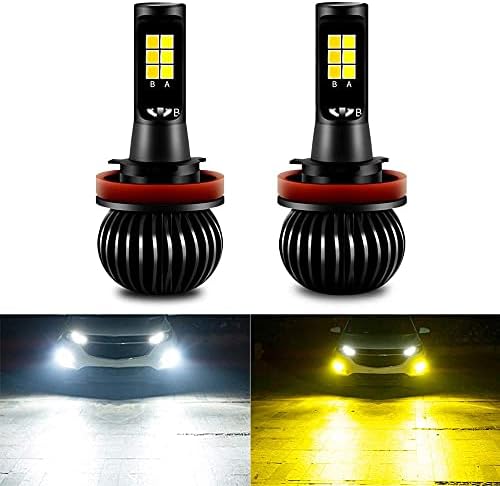 CIIHON H11 H8 H9 LED Dual Color Fog Light Bulbs Lamp 35W 6000K White+ 3000K Yellow1900LM H11 LED Fog Light Switchback H11 LED Fog Lamp DRL Bulbs Replacement Pack of 2