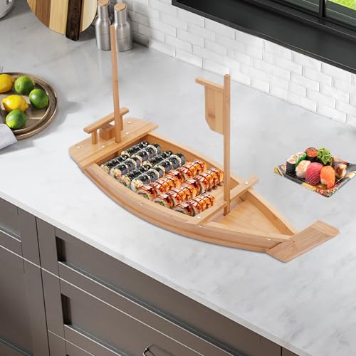 Bandeja de Sushi de Madera en forma de Barco 28 pulg miniatura 2
