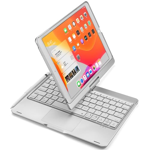 SCIMIN Keyboard Case for iPad 10.2-inch (7th Gen / 8th Gen / 9th Gen), 360 Degree Rotation Touchpad Backlit Keyboard