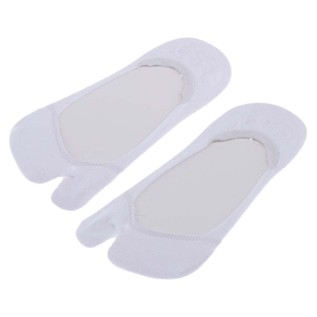 Moxic Women No Show Socks Tabi Socks Non Slip Low Cut Cotton Boat Socks White