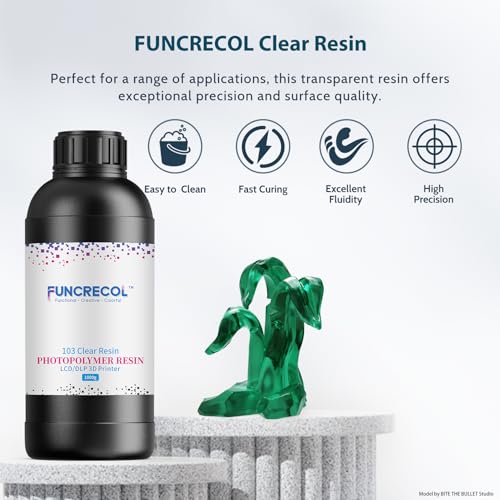 Image of 3D Printer Resin, 16K High Transparent Resin, High Precision & Clear 3D Printing Photopolymer Liquid, 405nm Fast UV-Curing Resin for LCD /DLP /MSLA 3D Printer, Clear Green 1000g