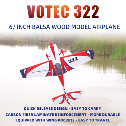 VOTEC 322 67inches Fixed Wing Balsa Wood Gasoline RC Model Airplane-ARF Version (White)