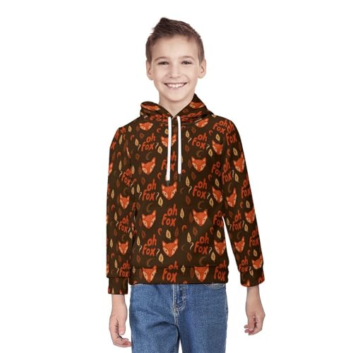 Cute Foxes Pattern Hoodie Teens Sweatshirts Pullover Hoody Casual Loose Kids Hooded Sport Shirt Tops 7-18 Years2
