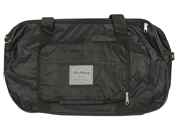 Folding Travel Bag Lightweight Waterproof Carry Luggage Bag Travel Duffle Handbags Travelling Bag for Women and Men (Black) - Pack of 1-image-1