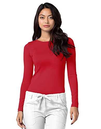 Adar Underscrubs for Women - Long Sleeve Underscrub Comfort Tee - 2900 - Red - M