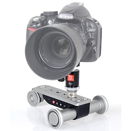 Slider video auto dolly motorisé argent à 5 vitesses pour caméras et smartphones