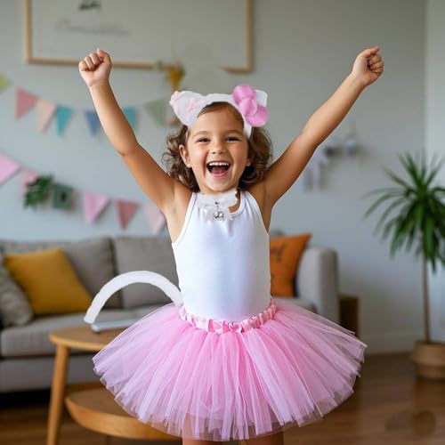 Disfraz Infantil Gato Rosa 4 Piezas Para Niñas miniatura 6