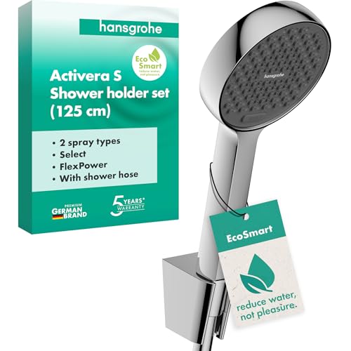 hansgrohe Activera Select S - conjunto de ducha con alcachofa de ducha ahorro de agua (EcoSmart, 2 tipos de chorro), flexo de ducha (1,25 m) y soporte de ducha, cromo, 28052000