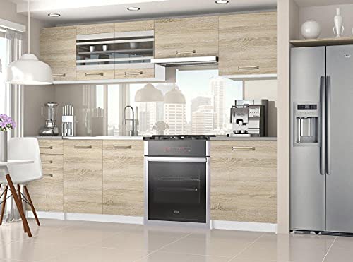  Polley  Cucina Completa Modulare Lineare L 240 / 180cm 7 pz  Piano di Lavoro Incluso  Set di mobili da Cucina Moderni