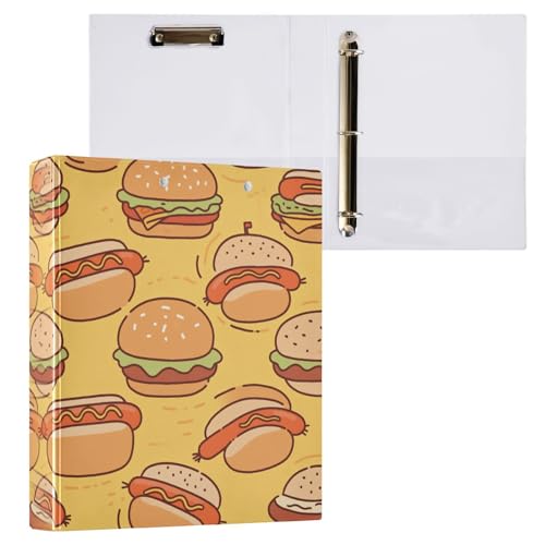 QUGRL 3 Ring Binder 1.5 Inch Burger Hotdog Three Ring Binder...