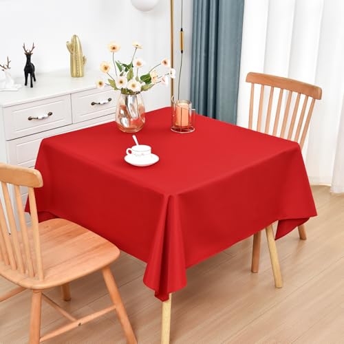 Nacuci Square Tablecloth 54 x 54 in Polyester Fabric Tablecloths, Red