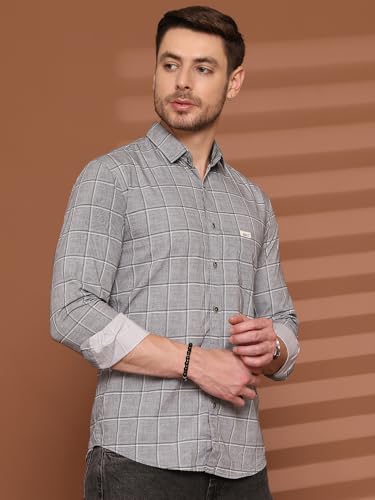 Image of Majestic Man Men's Comfort Slim Fit Pure Cotton Opaque Checked Casual Shirt