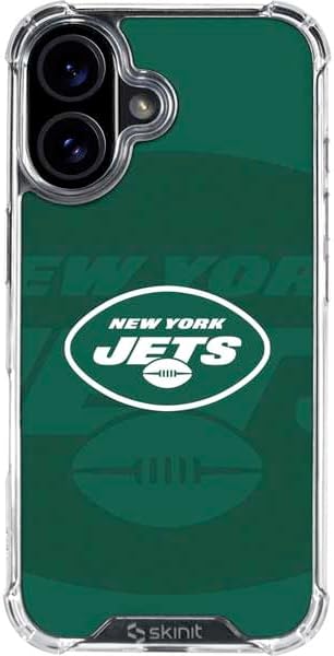 Skinit Clear Phone Case Compatible with iPhone 16 - Officially Licensed NFL New York Jets Double Vision Design