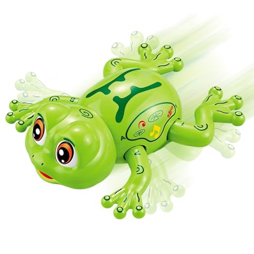 Juguete de rana eléctrica, rana que se arrastra | Linda Rana Eléctrica con Música y Luz | Juguete electrónico para gatear con evitación de obstáculos, juguetes de desarrollo para gatear para niño y ni