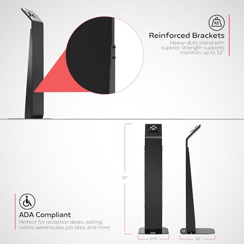 Image of Premium Monitor Floor Stand - CTA Premium Floor Stand for Monitors up 32 inch - Black - (ADD-PARAFSM)