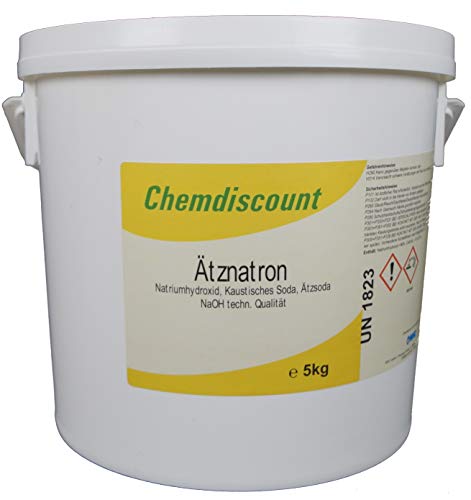 Preisvergleich Produktbild 5kg Ätznatron (Ätzsoda NaOH Natriumhydroxid) Mikroperlen im Eimer, versandkostenfrei!