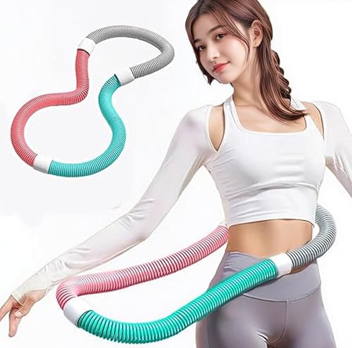 KASAMEIDOU フラフープ ダイエット用 ソフトフラフープ スプリングフラフープ 折りたたみ式 腰に優しい 脂肪燃焼効率化 シェイプアップ 低騒音設計 コンパクト ポータブル 多機能トレーニングリング 屋内屋外兼用 PVC素材 軽量仕様(0.9KG