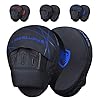 Liberlupus-Boxing-Punching-Mitts-Bags-Boxing-Training-Equipment-Hand-Target-Pads-with-Curved-Leather-Ideal-for-Martial-Arts-MMA-Muay-Thai-Kicking-Sparring-Karate-Men-Women Liberlupus Boxing Mitts for Training and Exercise Workout, Curved MMA Punching Mitts and Pads for Indoor Use, Thicken Padding Sparring Paddles for Kids Men Women, for Kickboxing Martial Arts Muay Thai (Blue)
