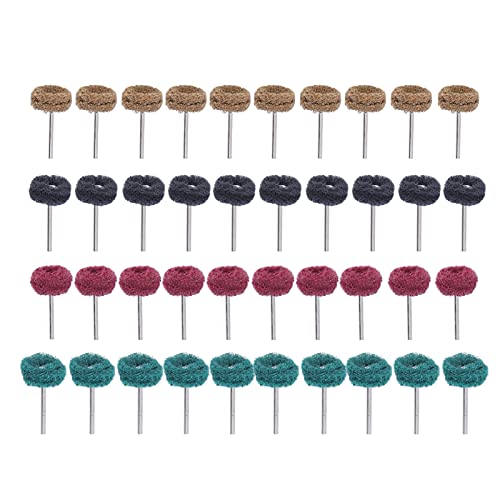 Respicefinem 40Pcs Abrasive Wheel Buffing Polishing Set for Rotary Tool Drill Attachment Hardware Ideal for Small Area Removal Deburring and Surface Polishing of Metal Jewelry