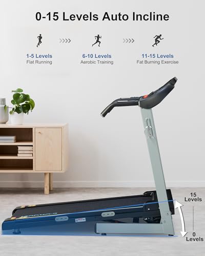 Image of BORGUSI Treadmill with Auto Incline - 300 lb Capacity, 3.0HP Folding Electric Treadmill Up to 8.5 MPH Speed, Running Machine with 17.5 inch Wide Tread Belt and Bluetooth Speaker for Home Use