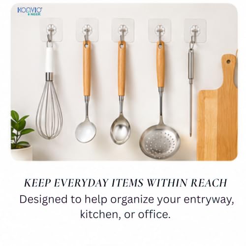 Image of KONVIO NEER Flower Adhesive Wall Hooks - 20 Pack Heavy Duty Self Adhesive Hooks for Wall, Waterproof Strong Wall Hanging Hooks for Keys, Towels, Coats, Kitchen, Bathroom, Home & Office