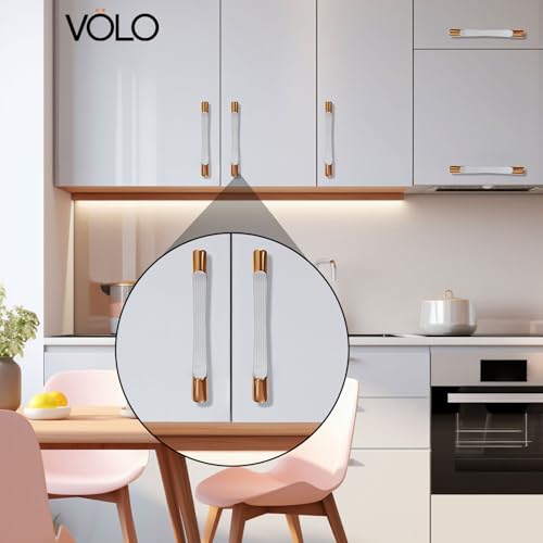 Image of VOLO Wardrobe Cabinet Handle - Sleek Pull Handle for Drawers, Wardrobes, Sliding Doors, and Cabinets in Kitchen, Bedroom, and Office (R-241) (2, Rose Gold, 96MM (4 Inch))