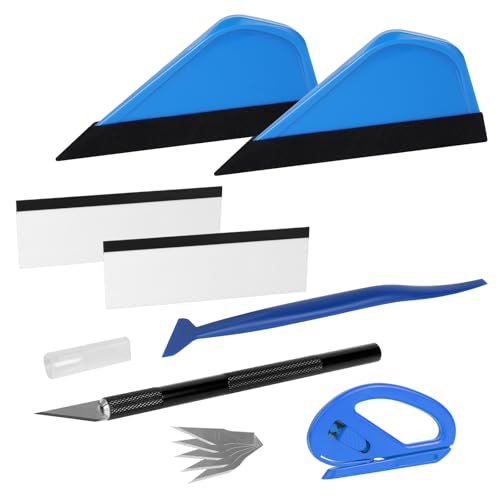AiQInu Kit Vinilo Herramientas Película para Coche Kit, 7pcs Herramientas de Lámina con raspadores de Fieltro、Cuchillo de Precisión y 5 Cuchillas de Repuesto, Herramienta de Corte de Bordes