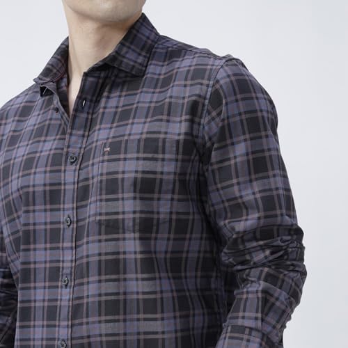 Image of BASICS 100% Cotton Checked Shirt for Men | Slim Fit | Everyday Smart Casual Wear | Full Sleeve