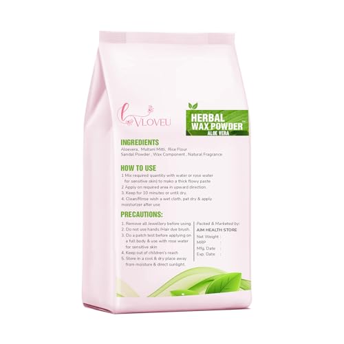 Image of VLOVEU Wax Powder for Hair Removal for Women - 120 gm (Pack of 1) | Hair Removal Powder with Aloevera | Painless Herbal Wax Powder, All Skin Types Hands, Legs, Underarms, Bikini & Intimate Area