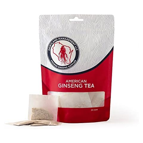 Dairyland American Ginseng Tea Bags 美国人参茶 (20 ct) - Premium Wisconsin Ginseng Tea - Authentic American Ginseng Tea - Non-GMO, Gluten Free Ginseng Drink - Enjoy Pure Ginseng Tea Daily Cover