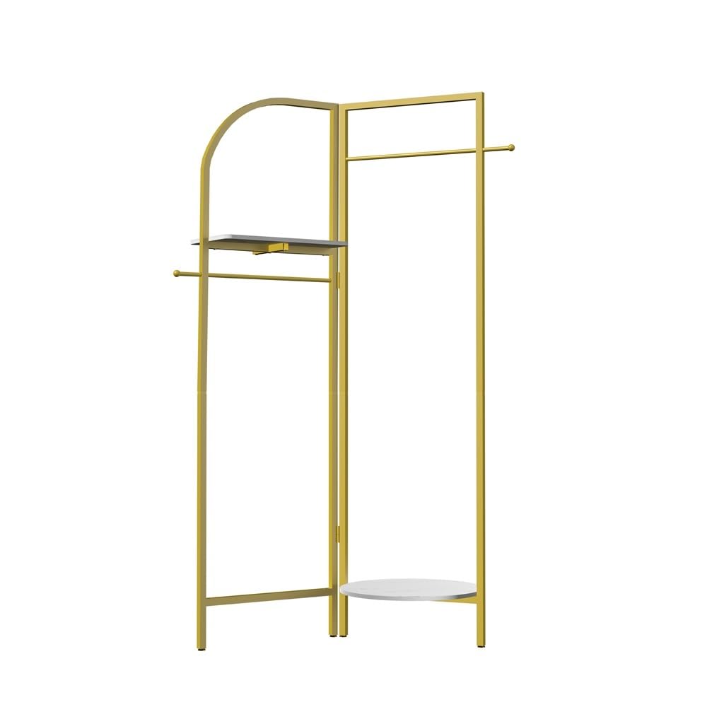 Dh2yjnbf3 Standing Freestanding Gold Metal Coat Rack Entryway Corner Clothes Stand With Shelf For Hats,Scarves,Bags,shoes Hallway