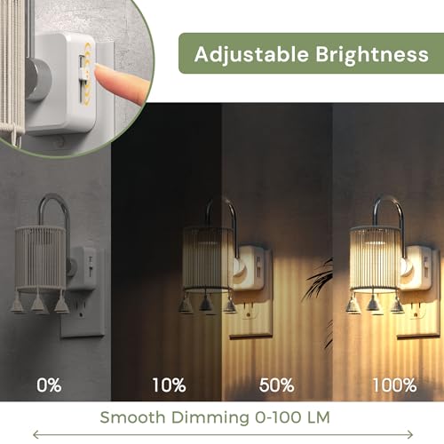 Image of L LOHAS LED Night Lights Plug into Wall, Boho Fabric Cylinder Night Light with Tassel, 0-100LM Dimmable Night Lights, Dusk to Dawn Sensor, Vintage Nightlight for Bedroom, Living Room, Hallway