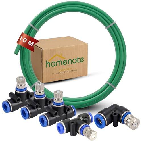 Image of Homenote 10Mtr Hose Pipe & 5pcs 6mm Mist Nozzle with Tee Connector Suitable for DIY Sanitization Tunnel Fogger Sprayer Watering Irrigation Fogging Cooling Mist Kit Sprinkler | Green
