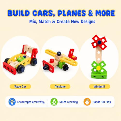 Innotoys Kids Tool Set with Drill, Montessori Toys for 2 3 4 5 6 Years Toddler Toys Kids Toys, 41 Pcs Wooden STEM Construction Learning Pretend Play Games, Birthday Gift for Boys Girls by Innotoys - Image 4