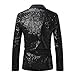 Mens Sequin Suit Jacket Sparkly Glitter Blazer Shiny Jackets Stylish Party Wedding Banquet Prom Tuxedo 2025 Men Fashion Western Dress Coat Lightweight Business Casual 01# Black Large