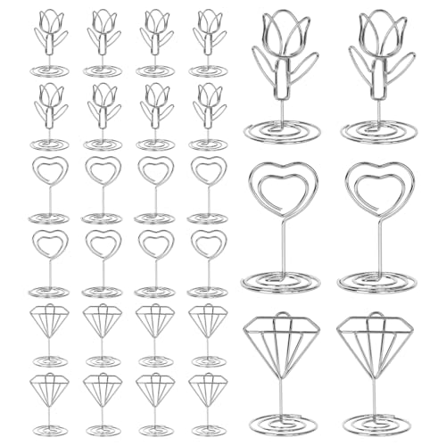 Alyxen 30 Pièces Porte Nom Table, Porte-Cartes de Table, Portes Photo Pince en Métal, Support pour Menu, Nom de Place, Photo et Numéro, Pour Mariage,...
