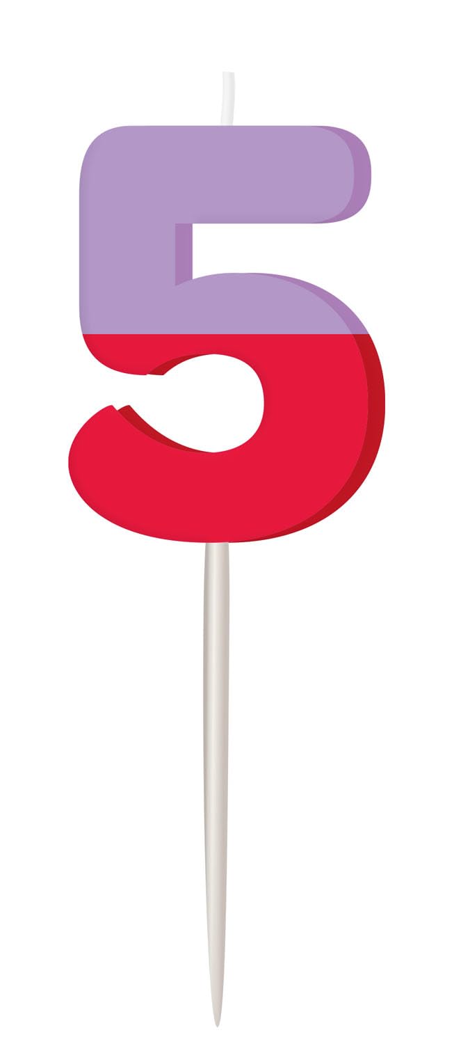Folat 27794 Birthday and Party Decoration Colourful - Candle - Stripetastic - Number 5 - Party Accessories for Children and Adults