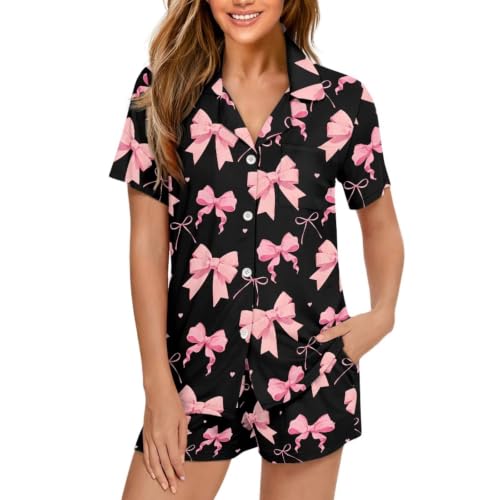 Image of Women's Short Sleeve Sleepwear Pajamas Nightwear with Pockets