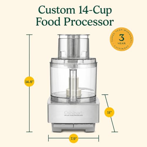 Image of Cuisinart Food Processor 14-Cup Vegetable Chopper for Mincing, Dicing, Shredding, Puree & Kneading Dough, Light Gray Stainless Steel, DFP-14CGRY