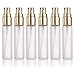 Elfenstall- Frosted 6pcs 10ml 1/3OZ Fine Mist Gold Atomizer Glass Bottle Spray Refillable Fragrance Perfume Empty Scent Bottle for Travel Party Portable 3ML Free Pipette
