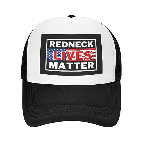 FWJZDSP Redneck Mesh Hat American Redneck Lives Matter Casquette en Maille pour Hommes et Femmes Casquette de Baseball Noire Chapeau de Camionneur