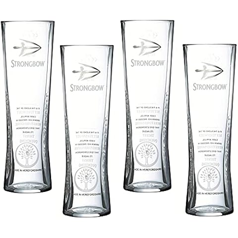 Strongbow Heritage Pint Glasses CE 20oz / 568ml - Set of 4 | Toughened Draft Cider Glasses, Arc Fully Tempered Pint Glasses Cover