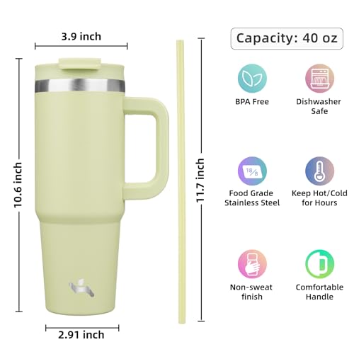 Image of Konokyo 40 oz Insulated Tumbler Water Bottle with Handle, Straw Lid